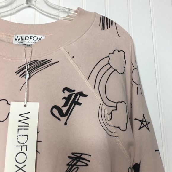 Wildfox light Pink Doodles Print Sweatshirt - Picture 6 of 7